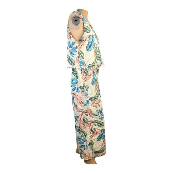 Tahari ASL Sleeveless Floral Linen Jumpsuit M/L READ SIZE DESCRIPTION - Picture 5 of 9